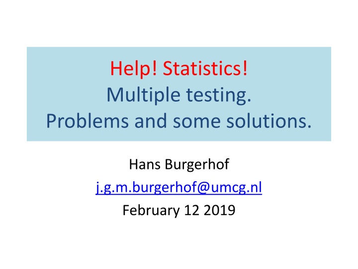 help statistics multiple testing problems n.w