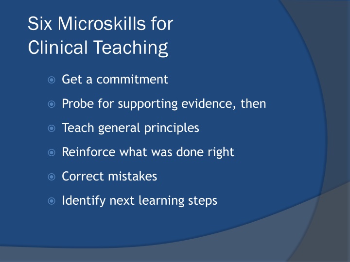six microskills for clinical teaching n.w