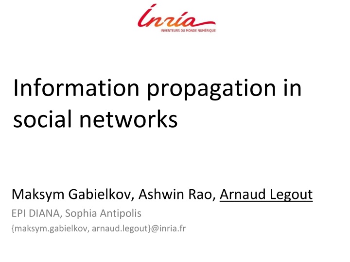 information propagation in social networks n.w