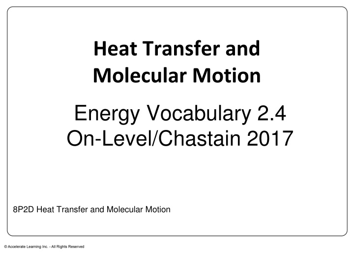 heat transfer and molecular motion n.w