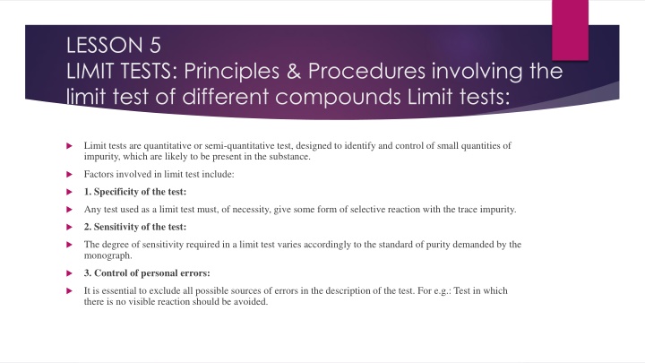 lesson 5 limit tests principles procedures n.w