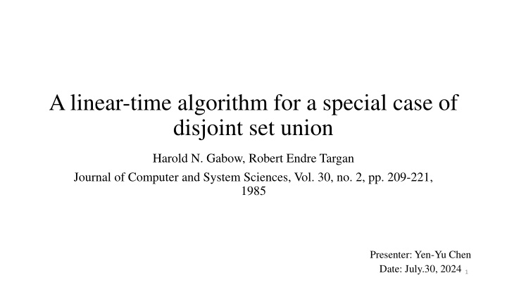 a linear time algorithm for a special case n.w