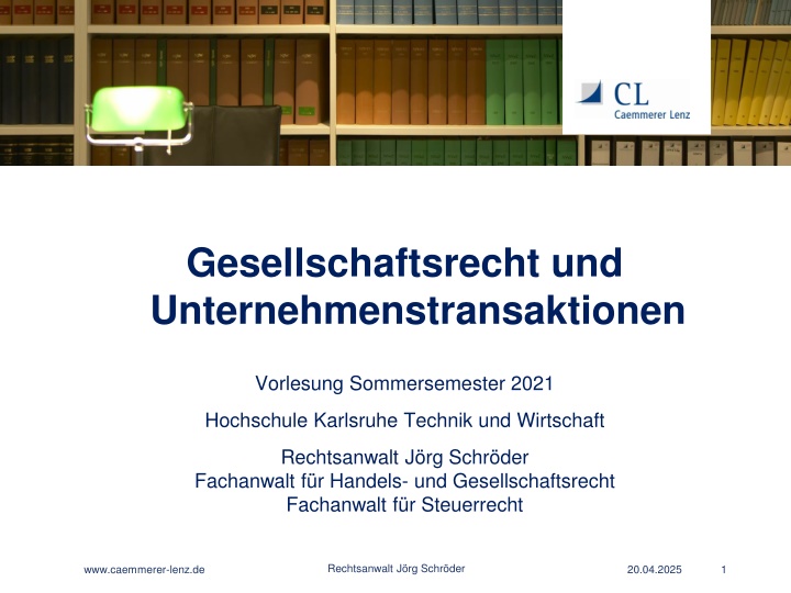 gesellschaftsrecht und unternehmenstransaktionen n.w