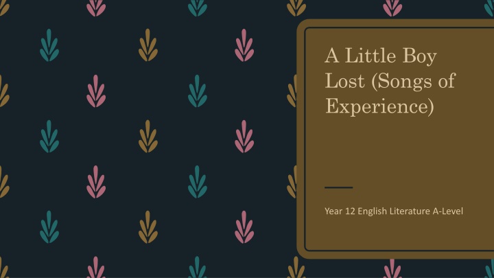a little boy lost songs of experience n.w