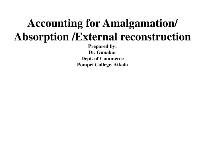accounting for amalgamation absorption external n.w
