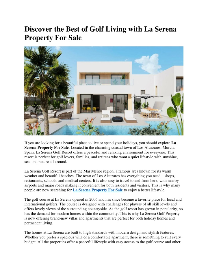 discover the best of golf living with la serena n.w
