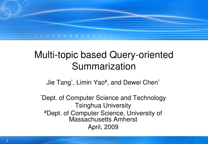 multi topic based query oriented summarization n.w