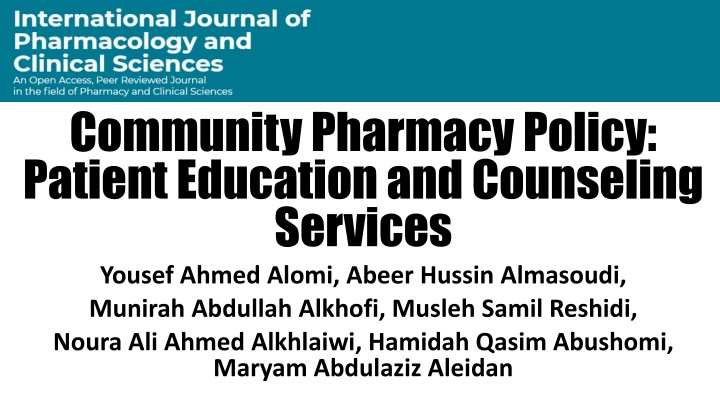 community pharmacy policy patient education n.w