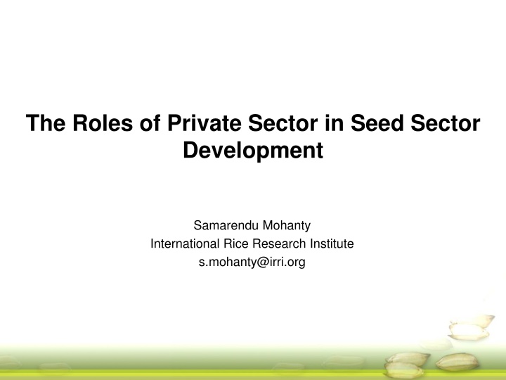 the roles of private sector in seed sector n.w
