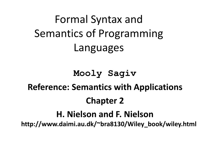 formal syntax and semantics of programming n.w