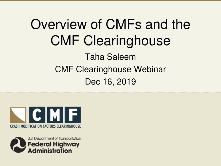 overview of cmfs and the cmf clearinghouse taha n.w