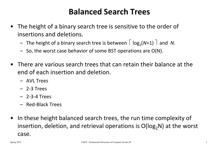 balanced search trees n.w