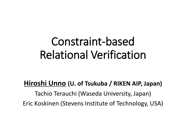 Automated Verification of Relational Properties