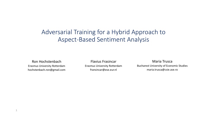 adversarial training for a hybrid approach n.w