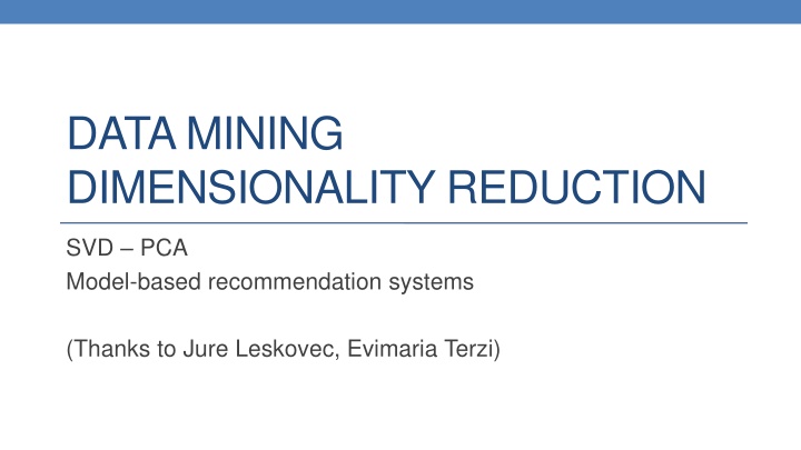 data mining dimensionality reduction n.w