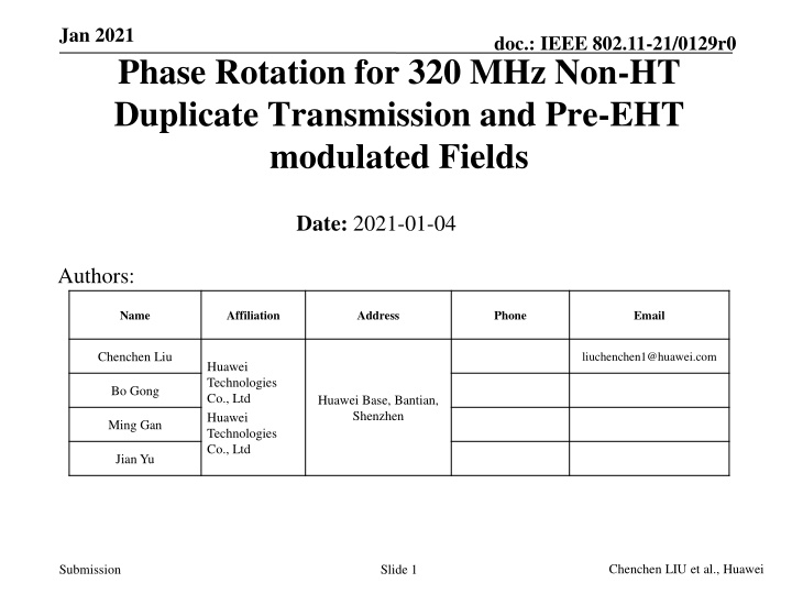 Phase Rotation for 320 MHz Non-HT