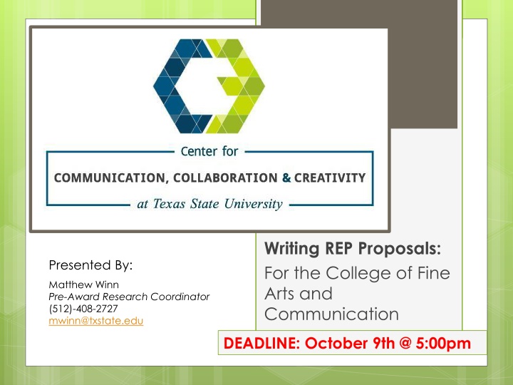 writing rep proposals for the college of fine n.w