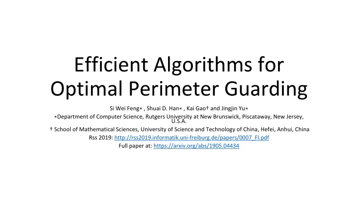 efficient algorithms for optimal perimeter n.w