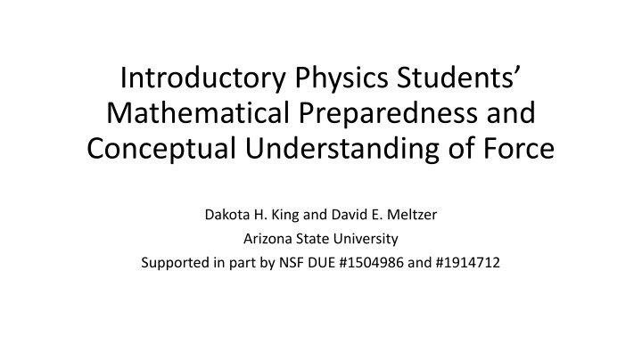introductory physics students mathematical n.w