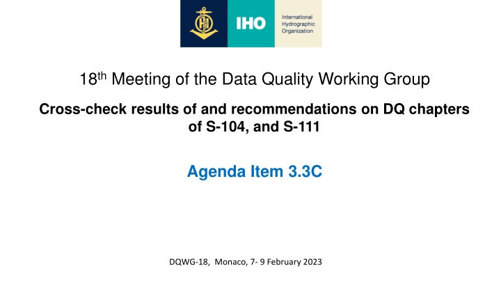 18 th meeting of the data quality working group n.w