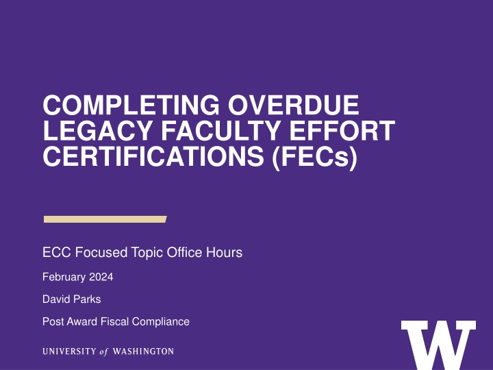 completing overdue legacy faculty effort n.w