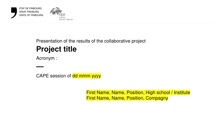 Presentation of Collaborative Project Results