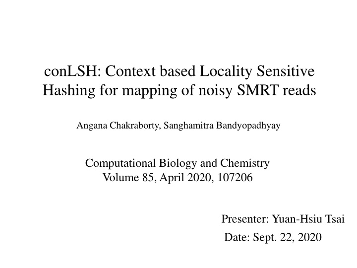 conlsh context based locality sensitive hashing n.w