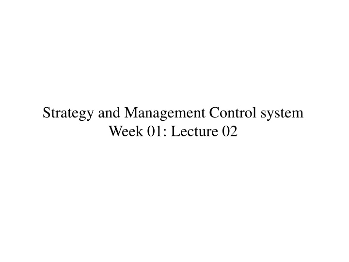 strategy and management control system week n.w