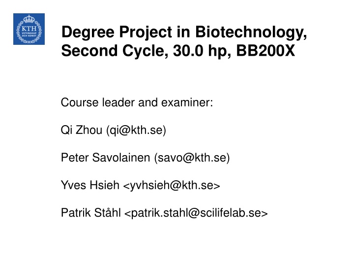 degree project in biotechnology second cycle n.w
