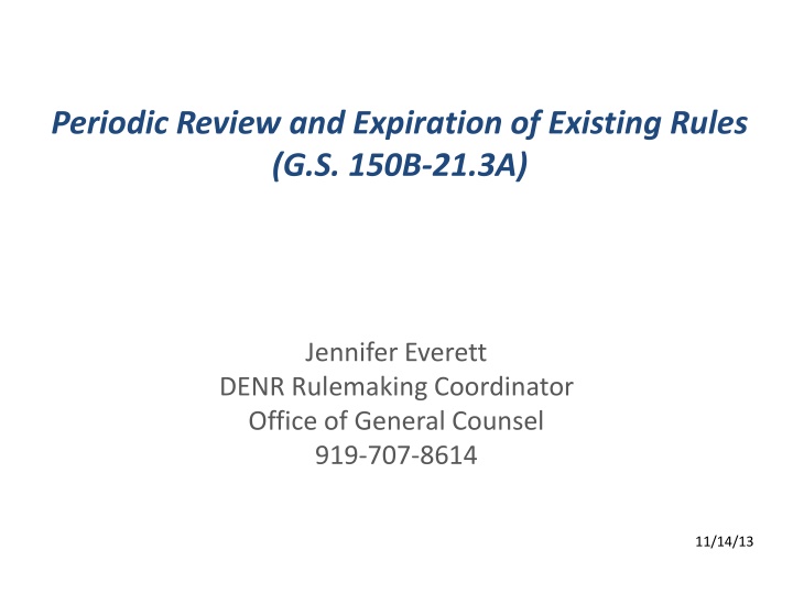 periodic review and expiration of existing rules n.w