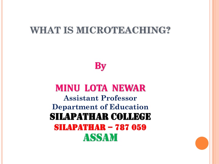 what is microteaching n.w
