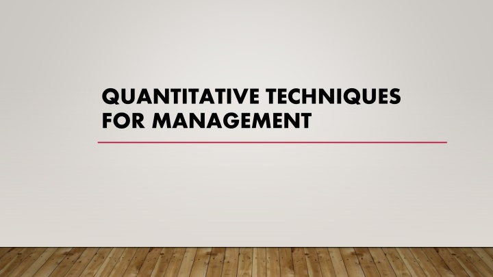 quantitative techniques for management n.w