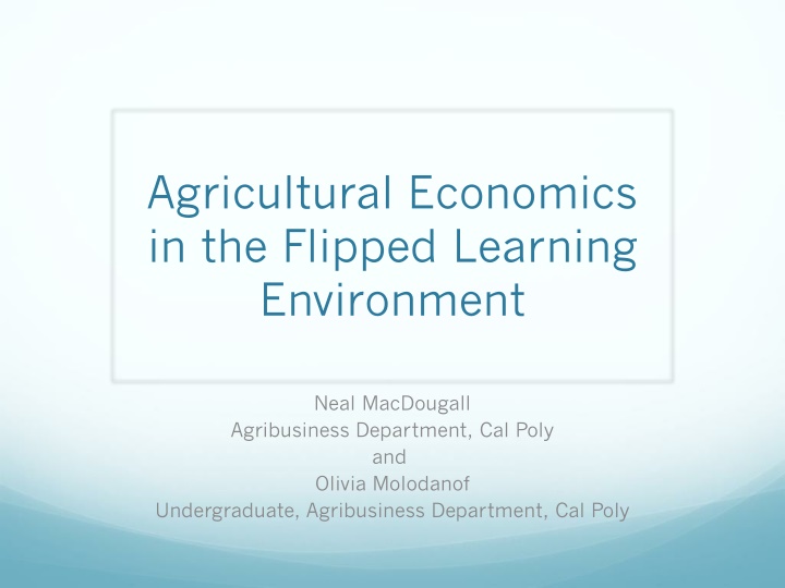 agricultural economics in the flipped learning n.w
