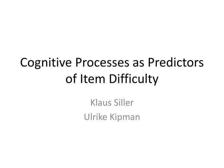 cognitive processes as predictors of item n.w