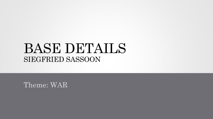 base details siegfried sassoon n.w