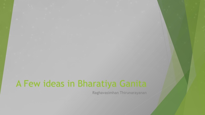 a few ideas in bharatiya ganita n.w