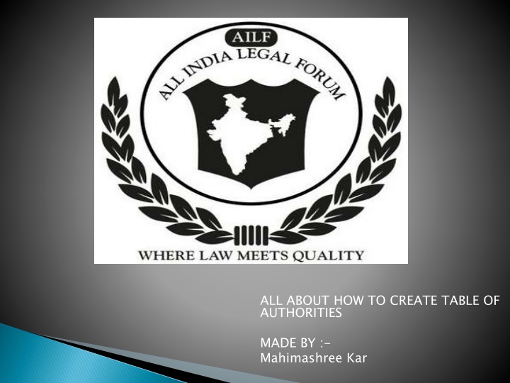 all about how to create table of authorities n.w