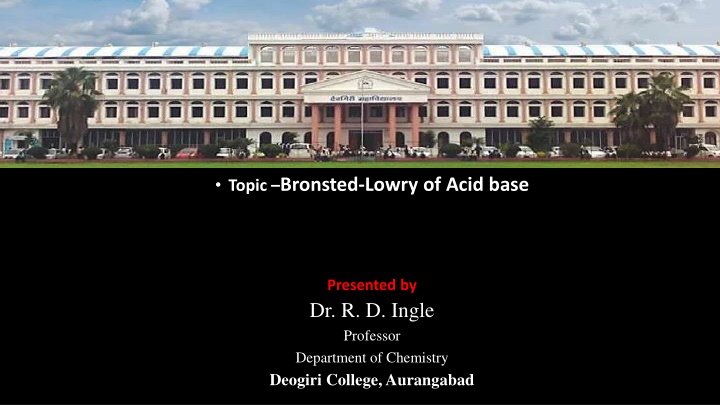 topic bronsted lowry of acid base n.w