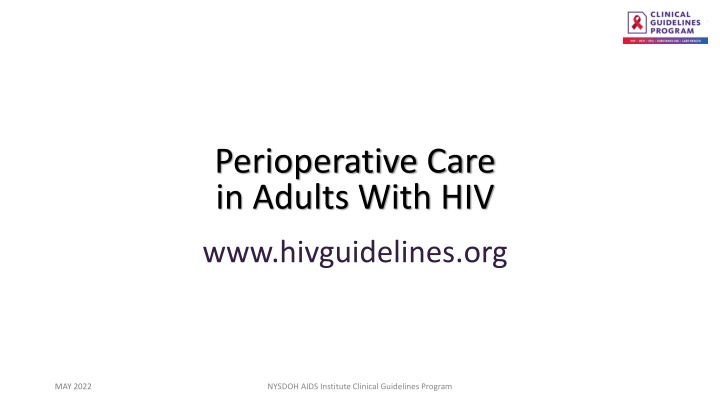 perioperative care in adults with hiv n.w