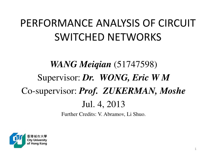 performance analysis of circuit switched networks n.w