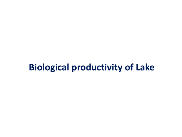 biological productivity of lake n.w