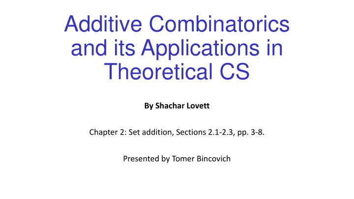 additive combinatorics and its applications n.w