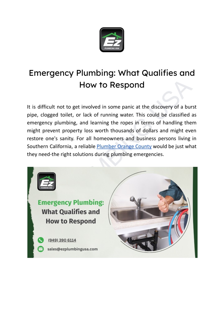 emergency plumbing what qualifies n.w