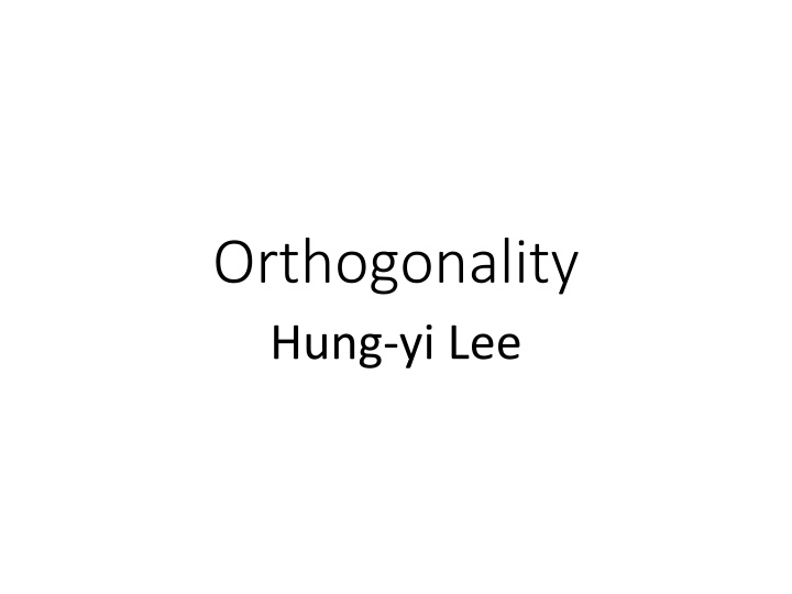 orthogonality hung yi lee n.w