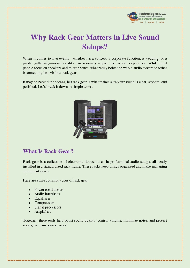 why rack gear matters in live sound setups n.w