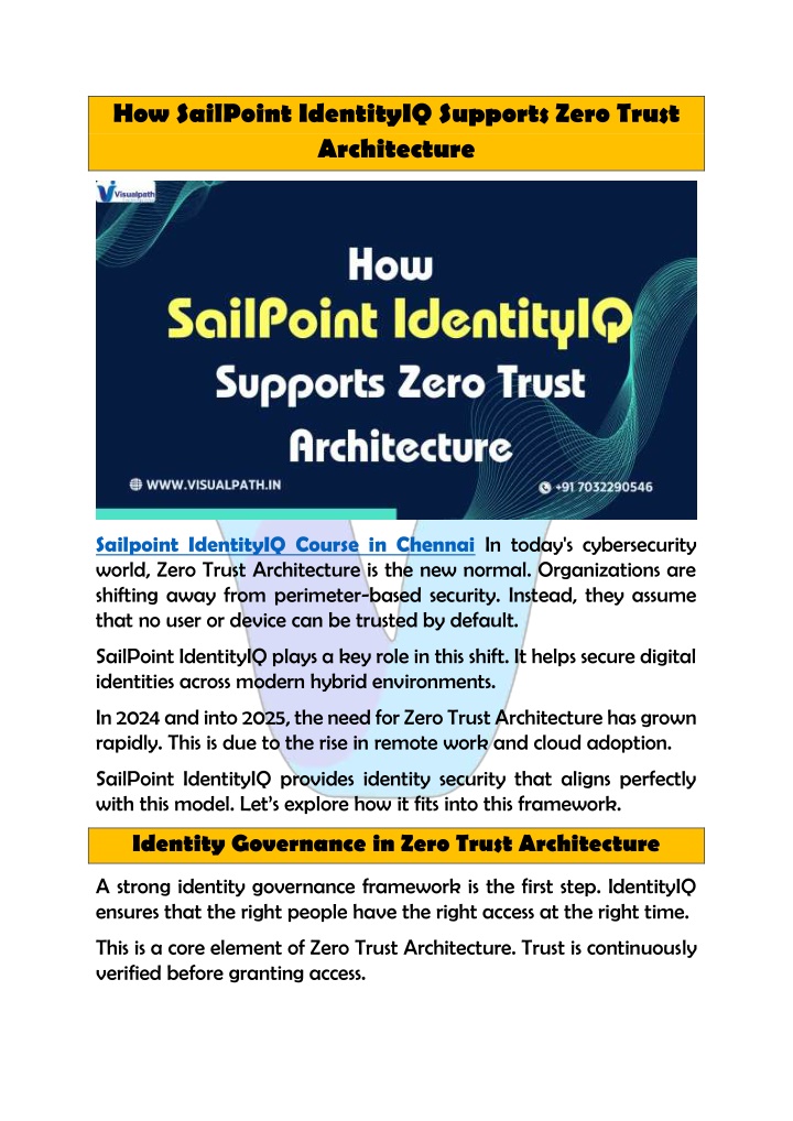 how sailpoint identityiq supports zero trust n.w