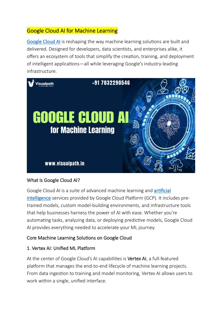 google cloud ai for machine learning google cloud n.w