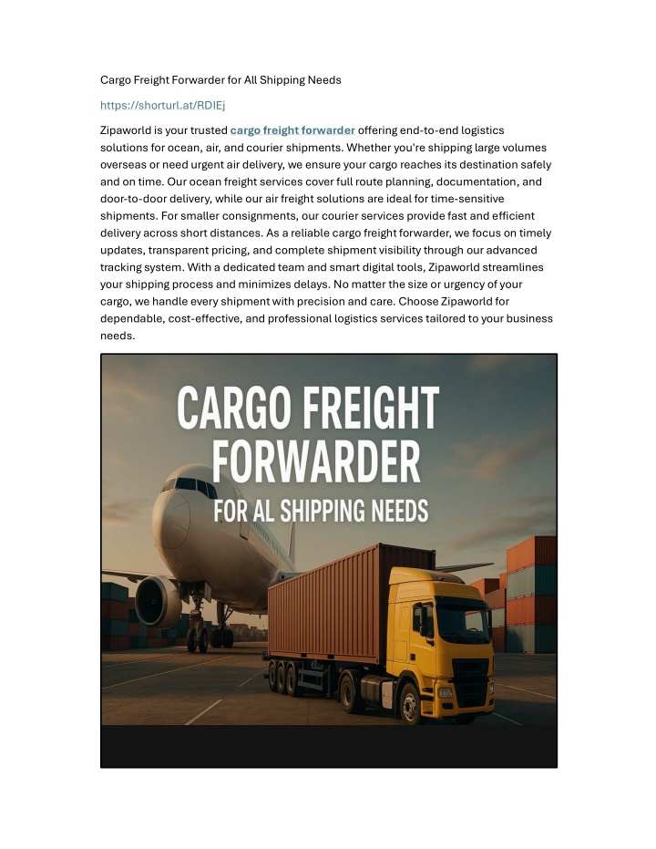 cargo freight forwarder for all shipping needs n.w