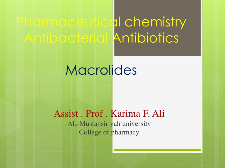 Antibacterial Macrolides in Pharmaceutical Chemistry