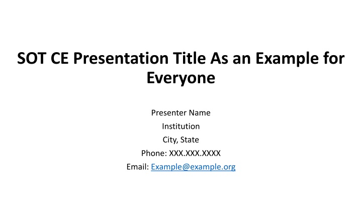 sot ce presentation title as an example n.w